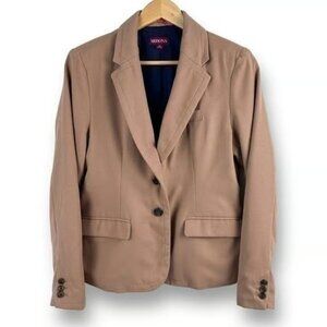 Merona Womens Brown 2 Button Pocket Lined Long Sleeve Blazer Coat Size 12